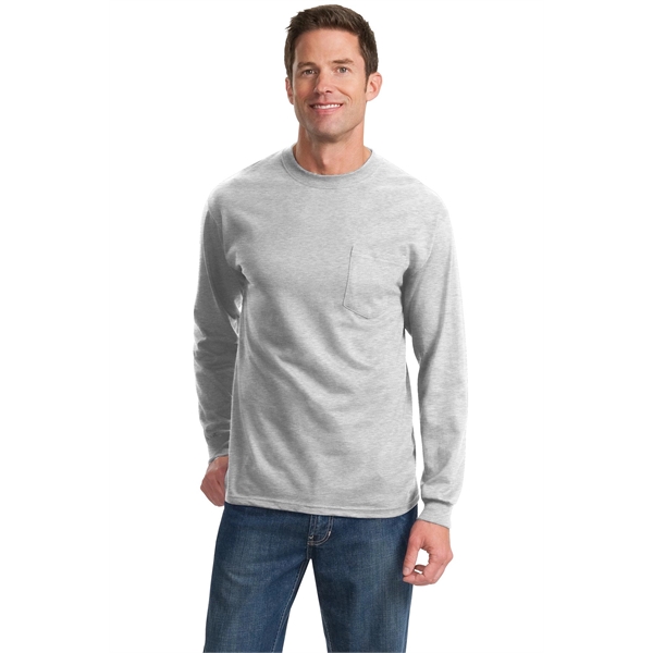 Port & Company Tall Long Sleeve Essential Pocket Tee. - Port & Company Tall Long Sleeve Essential Pocket Tee. - Image 15 of 45