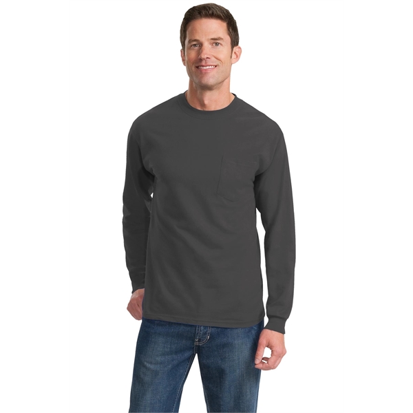 Port & Company Tall Long Sleeve Essential Pocket Tee. - Port & Company Tall Long Sleeve Essential Pocket Tee. - Image 19 of 45