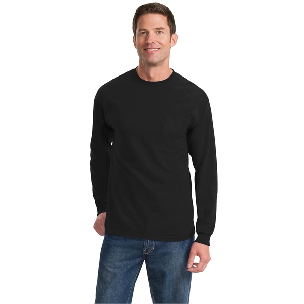 Port & Company Tall Long Sleeve Essential Pocket Tee. - Port & Company Tall Long Sleeve Essential Pocket Tee. - Image 21 of 45