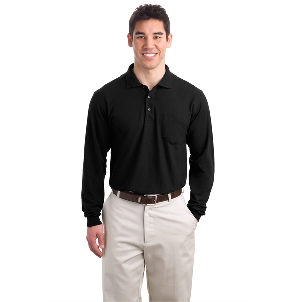 Port Authority Long Sleeve Silk Touch Polo with Pocket. - Port Authority Long Sleeve Silk Touch Polo with Pocket. - Image 5 of 15