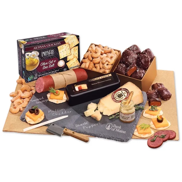 Genuine Slate Cheese Plate with Party Favorites - Genuine Slate Cheese Plate with Party Favorites - Image 0 of 1