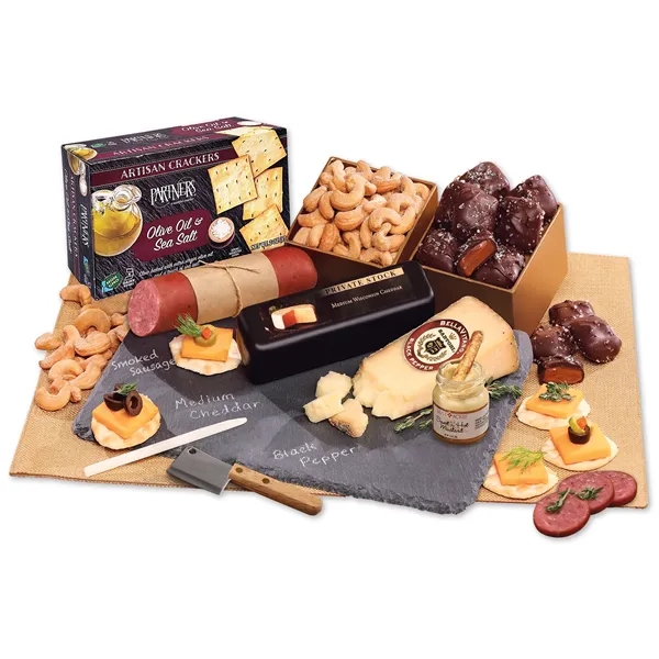 Genuine Slate Cheese Plate with Party Favorites - Genuine Slate Cheese Plate with Party Favorites - Image 1 of 1