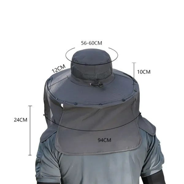 Solar Powered Cooling Sun Hat with Neck Flap - Solar Powered Cooling Sun Hat with Neck Flap - Image 1 of 4