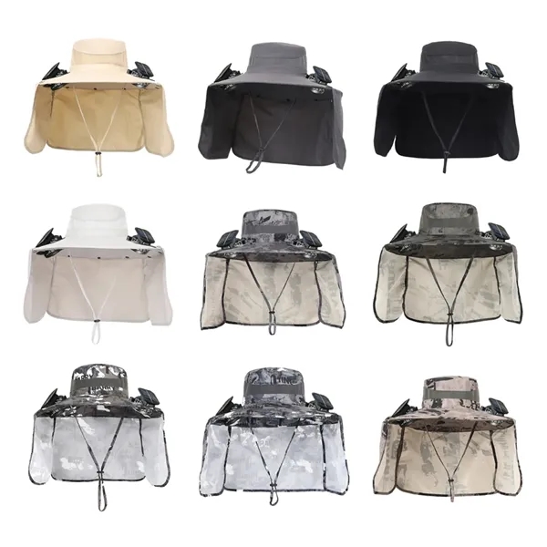 Solar Powered Cooling Sun Hat with Neck Flap - Solar Powered Cooling Sun Hat with Neck Flap - Image 2 of 4