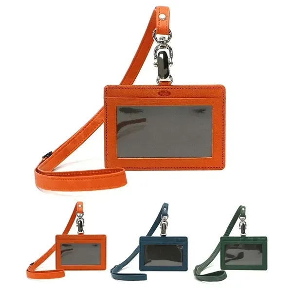 Genuine Leather lanyard Card Cover ID Badge Holder Work - Genuine Leather lanyard Card Cover ID Badge Holder Work - Image 0 of 3