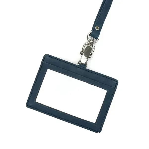 Genuine Leather lanyard Card Cover ID Badge Holder Work - Genuine Leather lanyard Card Cover ID Badge Holder Work - Image 2 of 3