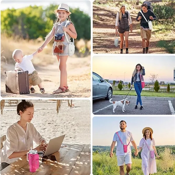 Insulated Neoprene Water Bottle Carrier with Phone Pocket - Insulated Neoprene Water Bottle Carrier with Phone Pocket - Image 4 of 4