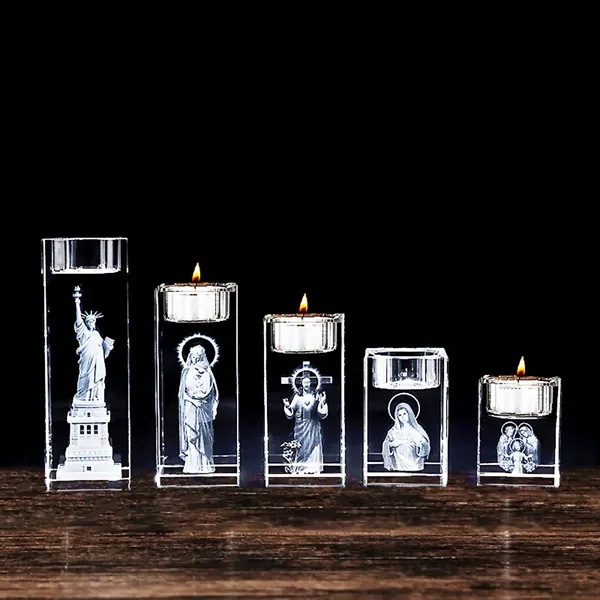 3D Crystal Glass Tea Light Holder Jesus Decorator - 3D Crystal Glass Tea Light Holder Jesus Decorator - Image 5 of 8