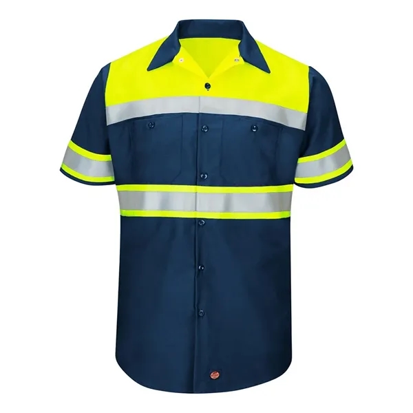 Red Kap Men's Hi-Visibility Colorblock Ripstop Short Slee... - Red Kap Men's Hi-Visibility Colorblock Ripstop Short Slee... - Image 0 of 4