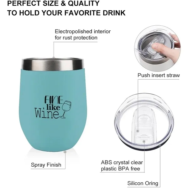 12 oz Vacuum Insulated Wine Tumbler Cup - 12 oz Vacuum Insulated Wine Tumbler Cup - Image 1 of 3