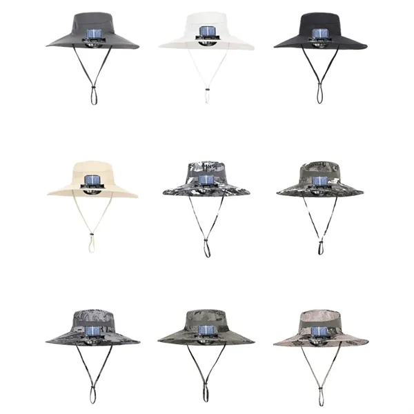 Camo Solar Powered Bucket Hat with Cooling Fan - Camo Solar Powered Bucket Hat with Cooling Fan - Image 2 of 4
