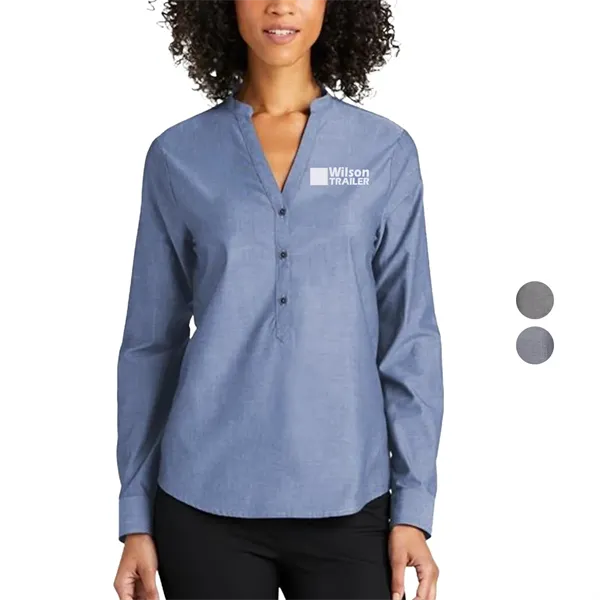 Port Authority Ladies Long Sleeve Chambray Easy Care Shirts - Port Authority Ladies Long Sleeve Chambray Easy Care Shirts - Image 0 of 13