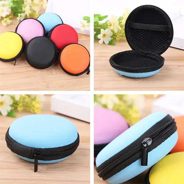 Compact Round Earbud Case with Zipper - Compact Round Earbud Case with Zipper - Image 3 of 5