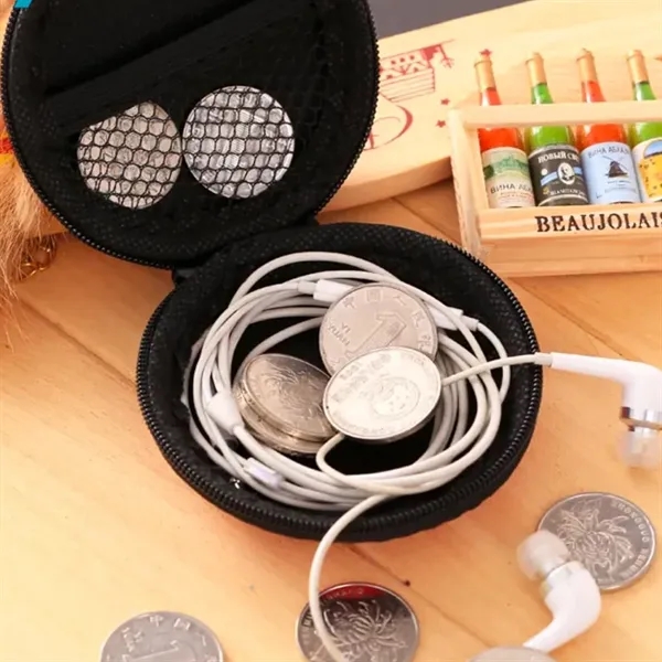 Compact Round Earbud Case with Zipper - Compact Round Earbud Case with Zipper - Image 5 of 5