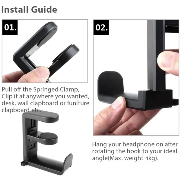 Rotating Headphone Stand Clamp - Rotating Headphone Stand Clamp - Image 2 of 3