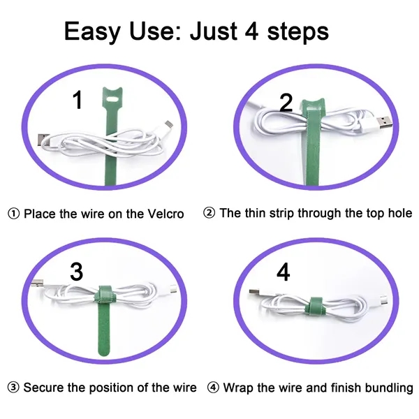 Custom Reusable Cable Ties Adjustable Cord Straps - Custom Reusable Cable Ties Adjustable Cord Straps - Image 2 of 7