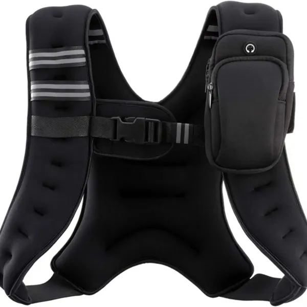 Black Weighted Vest with Reflective Stripes for Workout - Black Weighted Vest with Reflective Stripes for Workout - Image 0 of 4