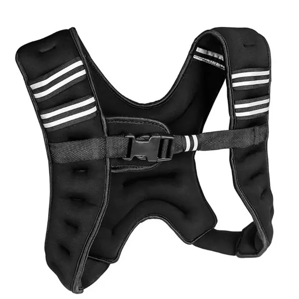 Black Weighted Vest with Reflective Stripes for Workout - Black Weighted Vest with Reflective Stripes for Workout - Image 1 of 4