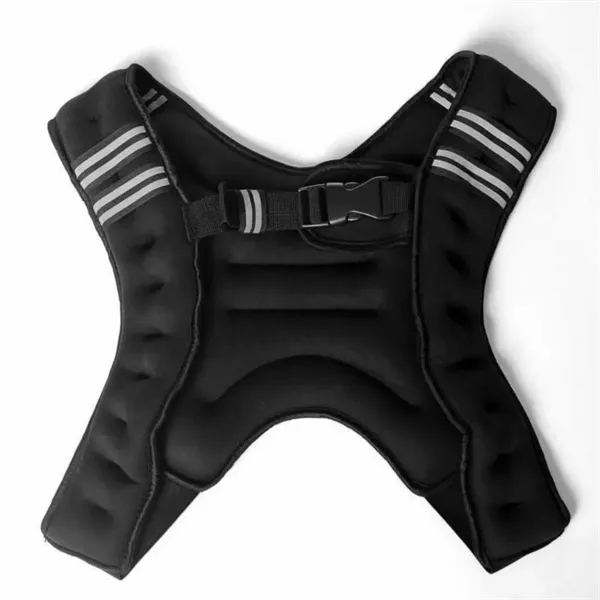 Black Weighted Vest with Reflective Stripes for Workout - Black Weighted Vest with Reflective Stripes for Workout - Image 2 of 4