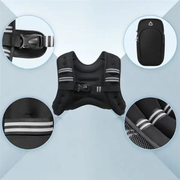 Black Weighted Vest with Reflective Stripes for Workout - Black Weighted Vest with Reflective Stripes for Workout - Image 3 of 4