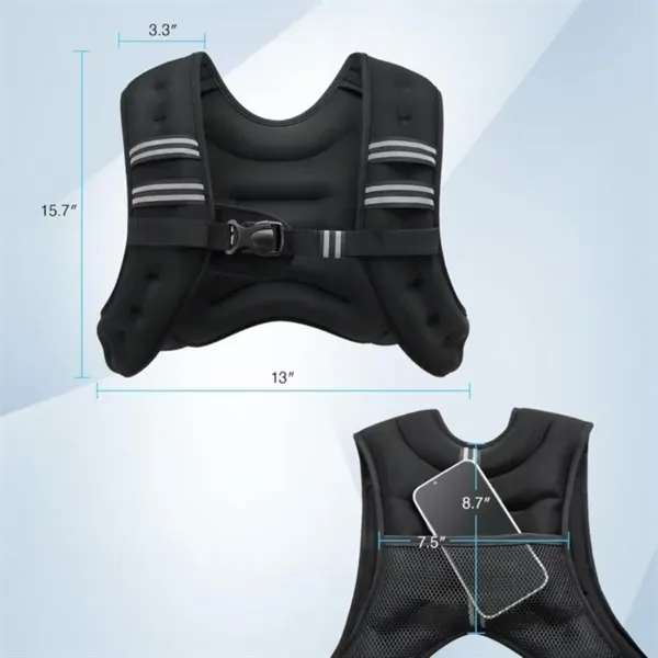 Black Weighted Vest with Reflective Stripes for Workout - Black Weighted Vest with Reflective Stripes for Workout - Image 4 of 4