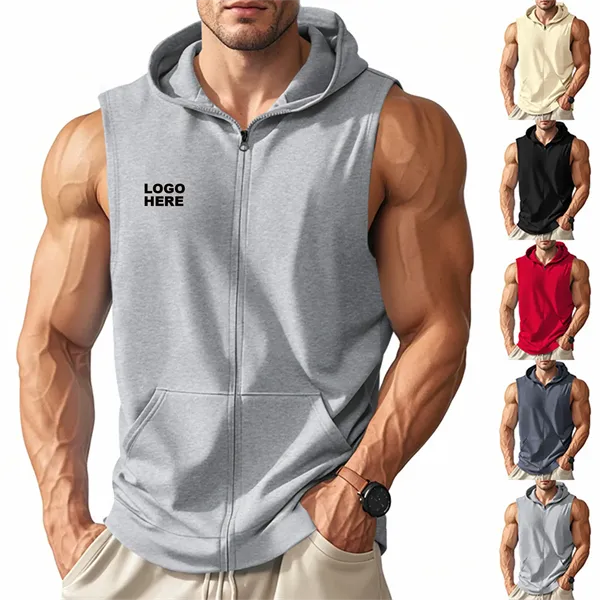 Custom Muscle Tee Men's Gym Shirts Workout Hooded Tank Tops - Custom Muscle Tee Men's Gym Shirts Workout Hooded Tank Tops - Image 0 of 18