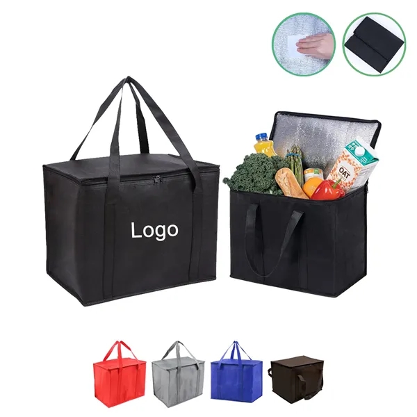 Collapsible Reusable Shopping Cooler Bag with Zipper - Collapsible Reusable Shopping Cooler Bag with Zipper - Image 0 of 6