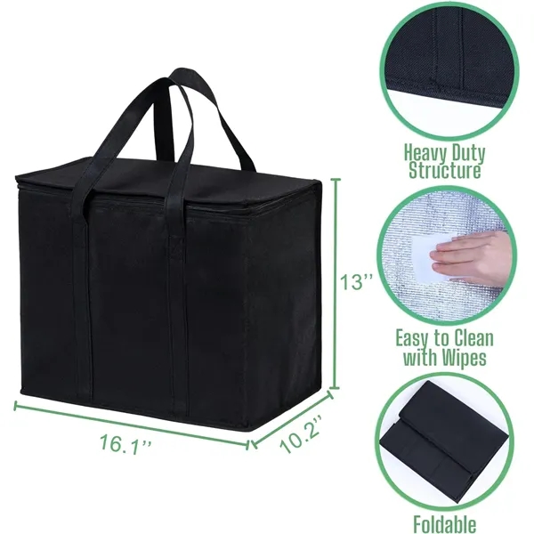 Collapsible Reusable Shopping Cooler Bag with Zipper - Collapsible Reusable Shopping Cooler Bag with Zipper - Image 1 of 6