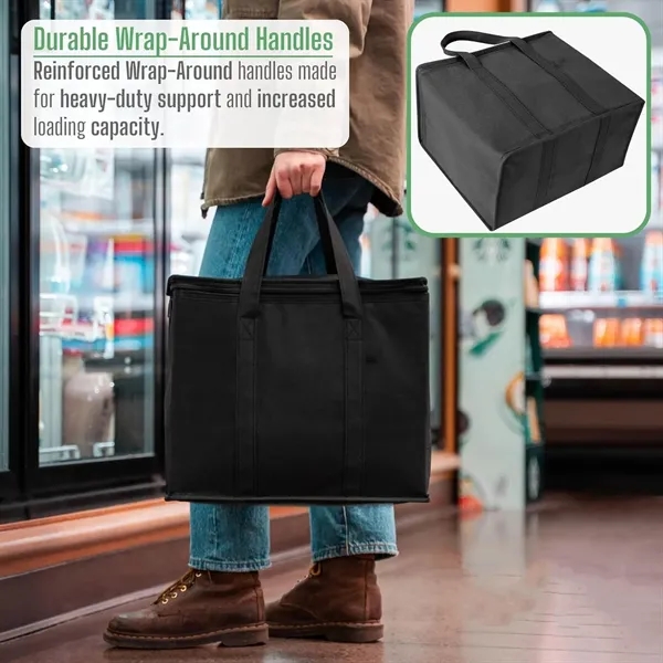Collapsible Reusable Shopping Cooler Bag with Zipper - Collapsible Reusable Shopping Cooler Bag with Zipper - Image 3 of 6