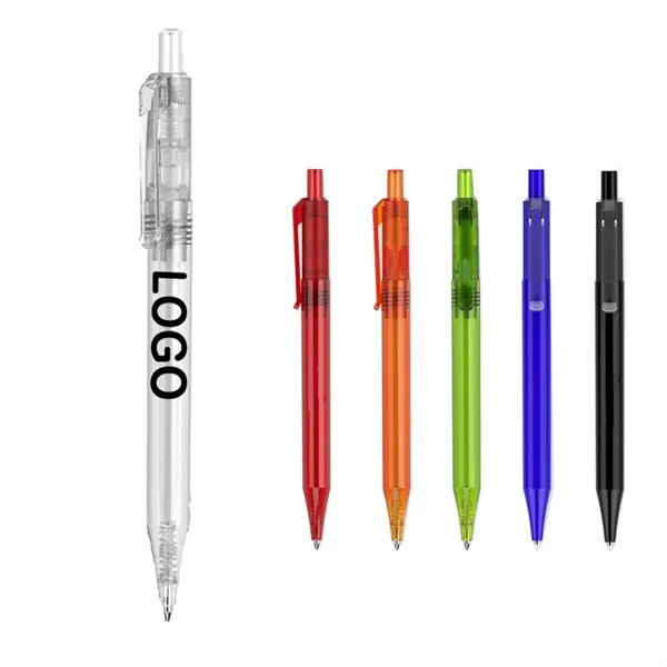 Colorful Transparent Plastic Click Ballpoint Pen - Colorful Transparent Plastic Click Ballpoint Pen - Image 0 of 1