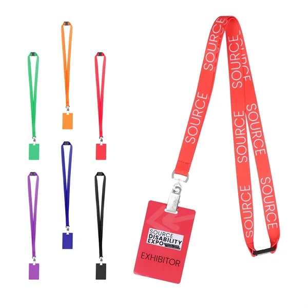 3/4" Polyester Breakaway Lanyard ID Holder Combo w/ PVC Card