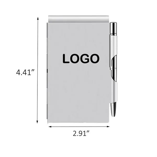 Aluminum Card Holder with Pen and Tear-Off Notepad - Aluminum Card Holder with Pen and Tear-Off Notepad - Image 1 of 1