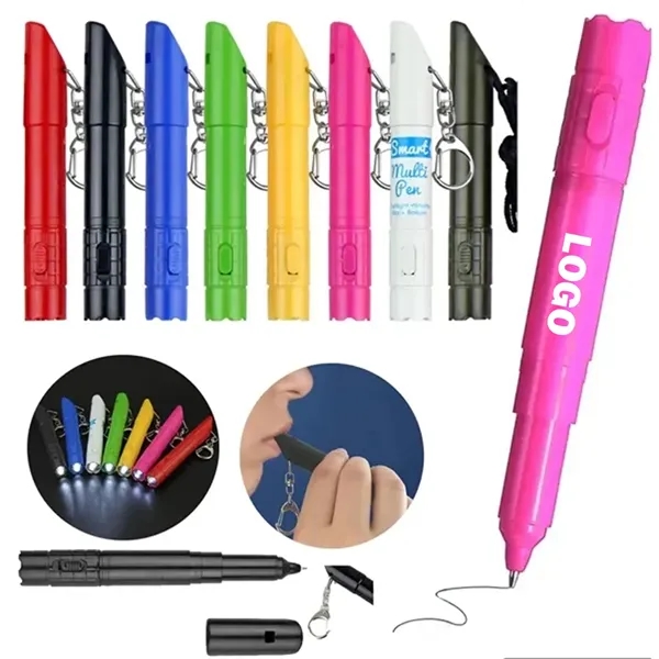 Ballpoint Pen with Keychain and LED - Ballpoint Pen with Keychain and LED - Image 0 of 2