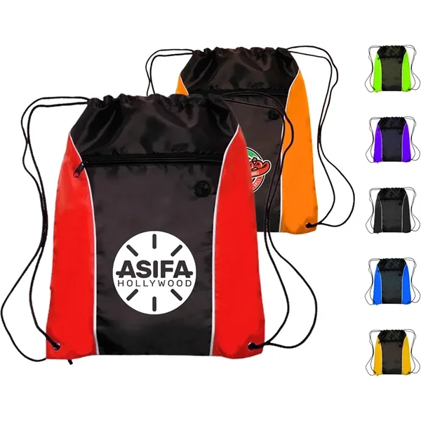 Two Tone Drawstring w/ Earphone Outlet Backpack (13.5"x17") - Two Tone Drawstring w/ Earphone Outlet Backpack (13.5"x17") - Image 0 of 8