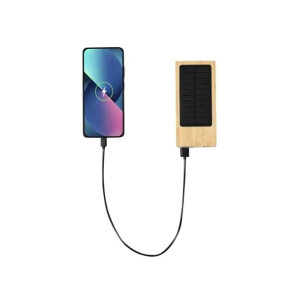 Solar Panel 8000mAh Bamboo Power Bank - Solar Panel 8000mAh Bamboo Power Bank - Image 2 of 2