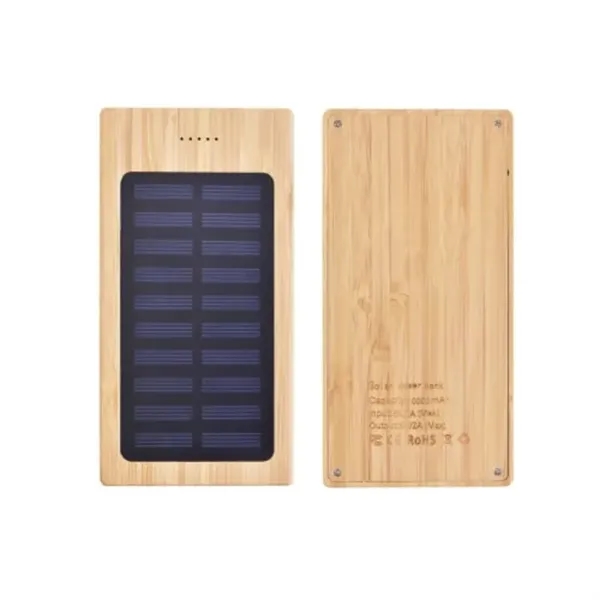 Solar Panel 8000mAh Bamboo Power Bank - Solar Panel 8000mAh Bamboo Power Bank - Image 0 of 2