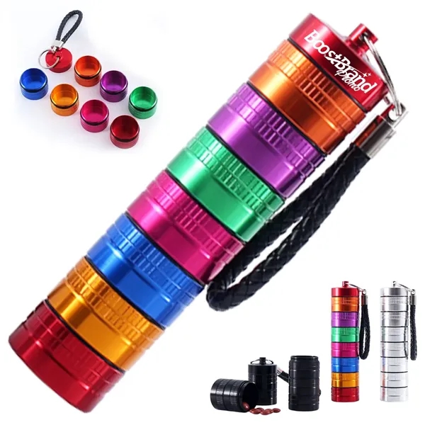 Stackable Aluminum Pill Organizer Keychain - Stackable Aluminum Pill Organizer Keychain - Image 0 of 4