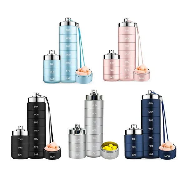Stackable Aluminum Daily Pill Organizer & Travel Case - Stackable Aluminum Daily Pill Organizer & Travel Case - Image 2 of 6