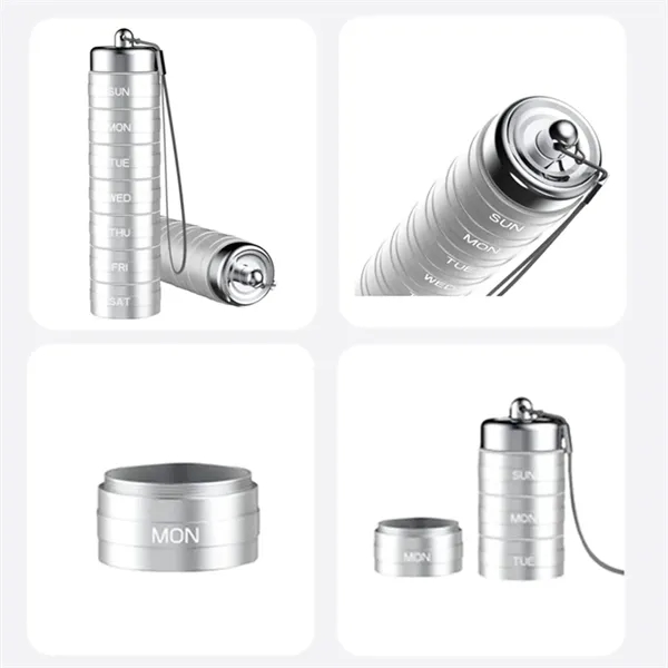 Stackable Aluminum Daily Pill Organizer & Travel Case - Stackable Aluminum Daily Pill Organizer & Travel Case - Image 3 of 6