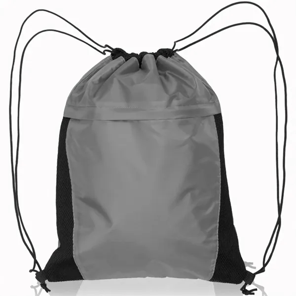 Two Color Drawstring Side Mesh Accents Backpacks (13.5"X17") - Two Color Drawstring Side Mesh Accents Backpacks (13.5"X17") - Image 5 of 5