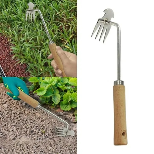 4 Teeth Dual Purpose Uprooting Weeding Tool Weed Puller - 4 Teeth Dual Purpose Uprooting Weeding Tool Weed Puller - Image 1 of 4