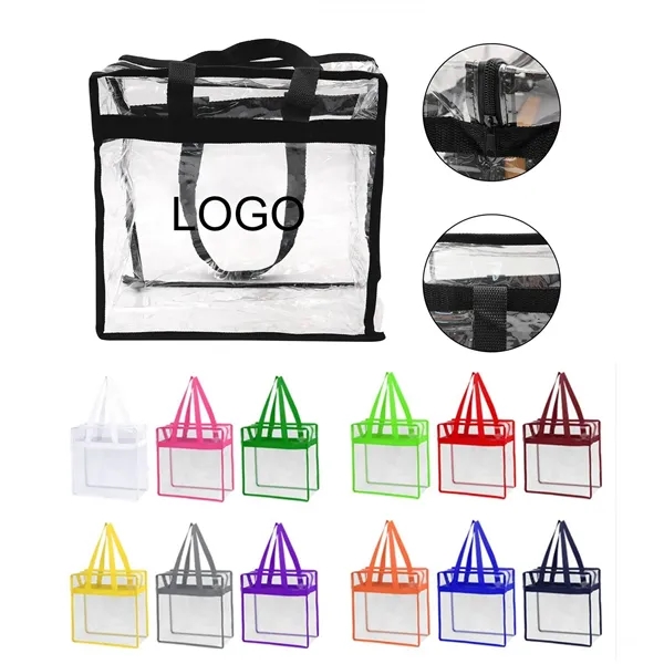 Clear Tote Bag With Zipper - Clear Tote Bag With Zipper - Image 0 of 6