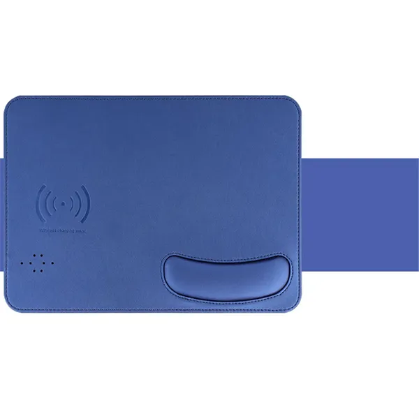 PU Leather Wireless Charging Mouse Pad with Wrist Rest - PU Leather Wireless Charging Mouse Pad with Wrist Rest - Image 2 of 4