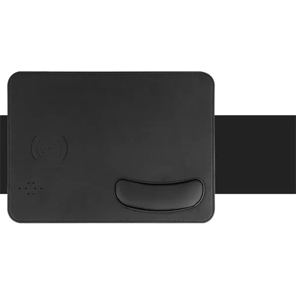 PU Leather Wireless Charging Mouse Pad with Wrist Rest - PU Leather Wireless Charging Mouse Pad with Wrist Rest - Image 4 of 4