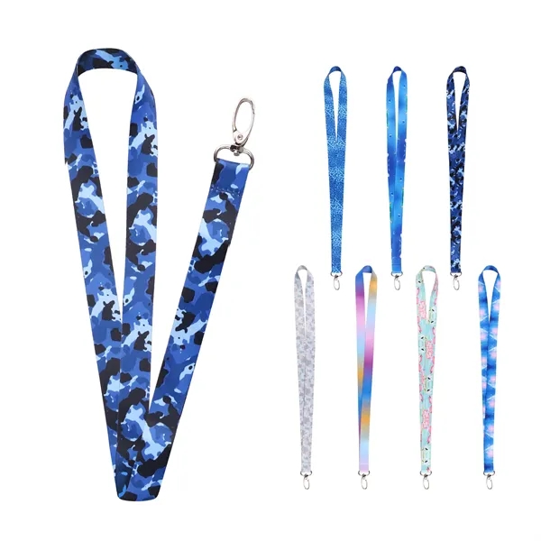 3/4" Customized Polyester Lanyard Strap W/ Oval Metal Hook
