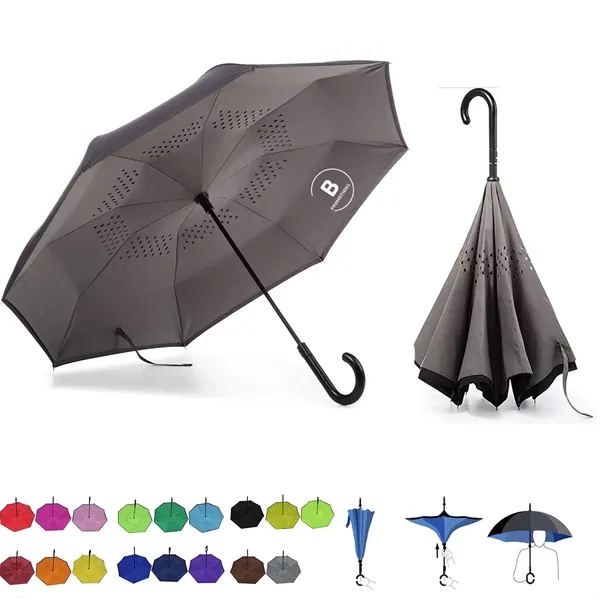 58 Inch Inversion Auto Close Golf Umbrella - 58 Inch Inversion Auto Close Golf Umbrella - Image 0 of 2