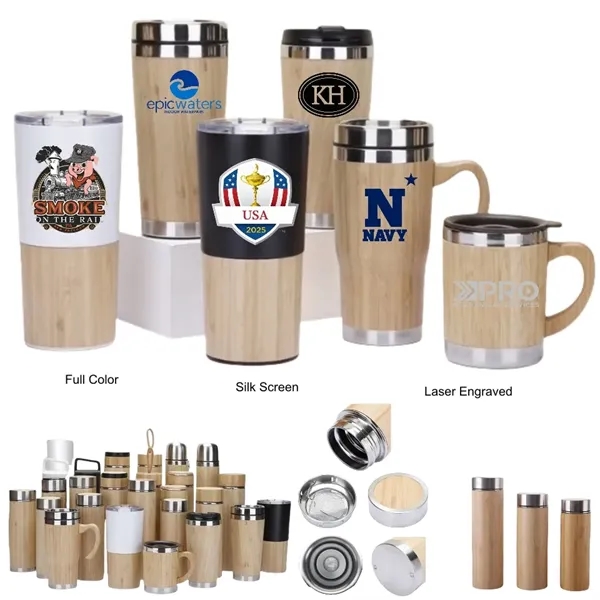 12/14/19/20 oz Eco Bamboo Stainless Steel Tumblers & Mugs - 12/14/19/20 oz Eco Bamboo Stainless Steel Tumblers & Mugs - Image 0 of 33