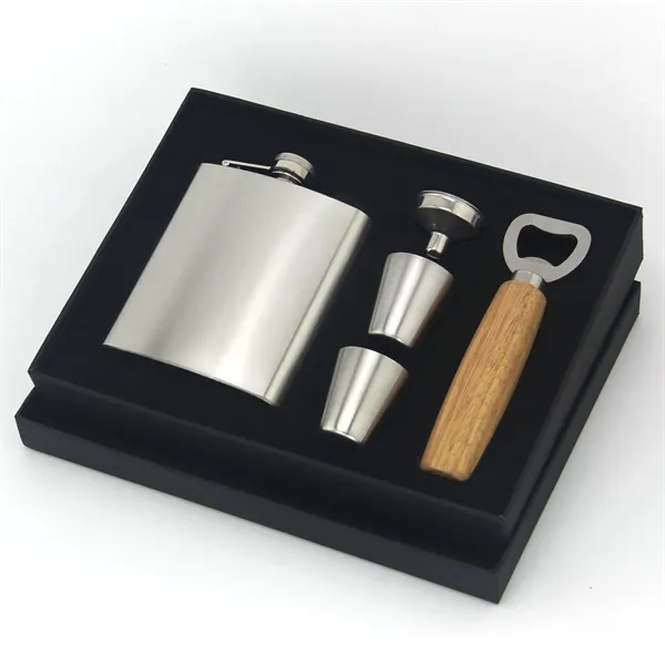 7oz Stainless Steel Hip Flask Gift Set - 7oz Stainless Steel Hip Flask Gift Set - Image 0 of 2