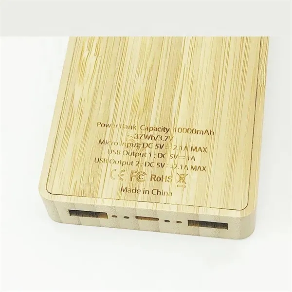 Eco-friendly 10000mAh Bamboo Portable Power Bank - Eco-friendly 10000mAh Bamboo Portable Power Bank - Image 2 of 7
