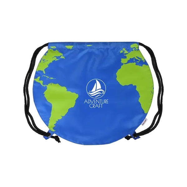 Recycled Polyester Globe Earth Drawstring Bag - Recycled Polyester Globe Earth Drawstring Bag - Image 0 of 2
